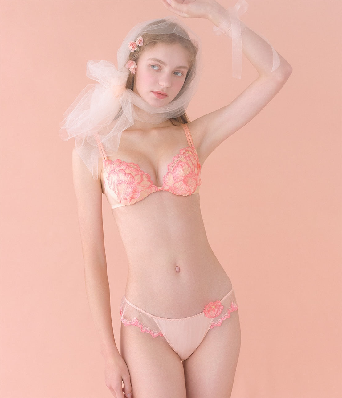 Peach John, Japanese Peony Floral Bra