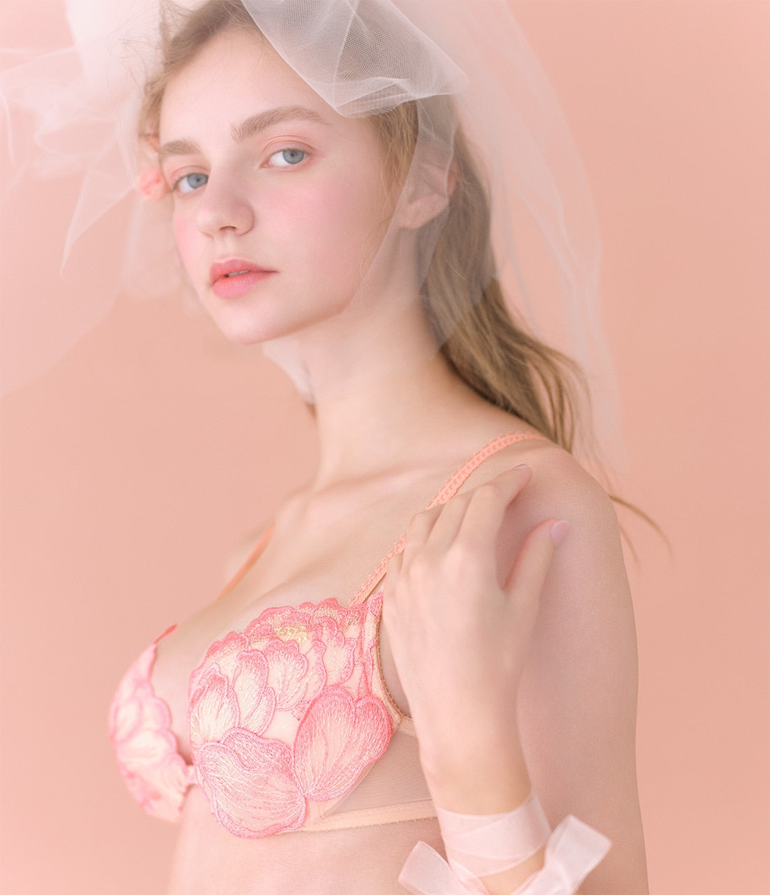 Peach John, Japanese Peony Floral Bra