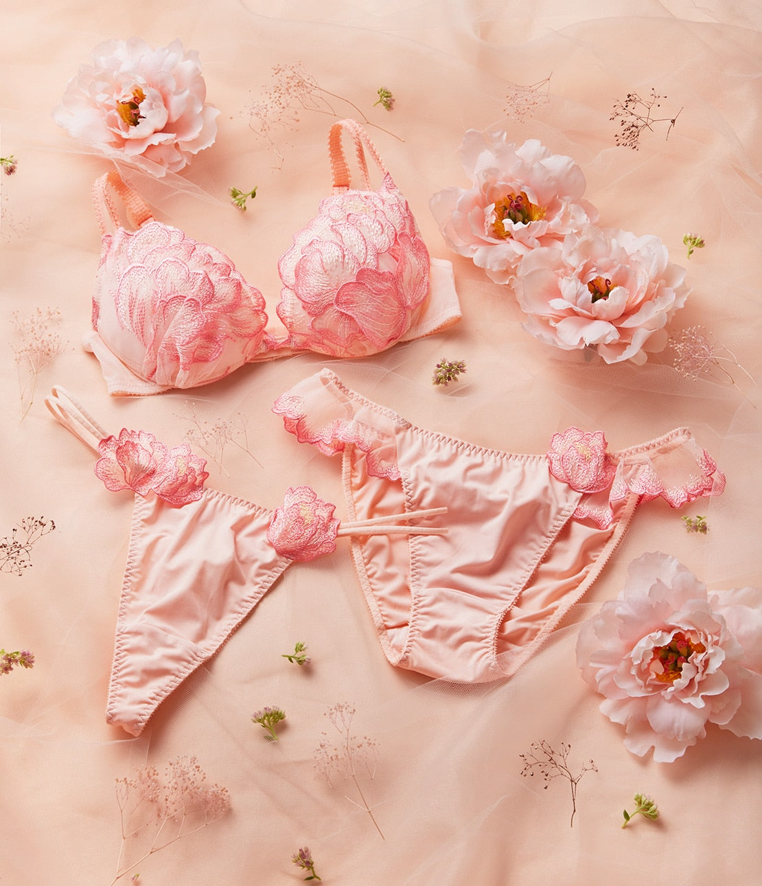 Peach John, Japanese Peony Floral Bra