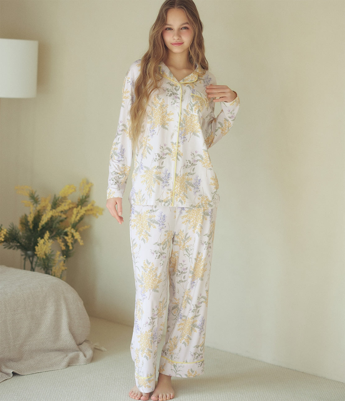 Peach John, Japanese Mimosa Floral Pajamas 