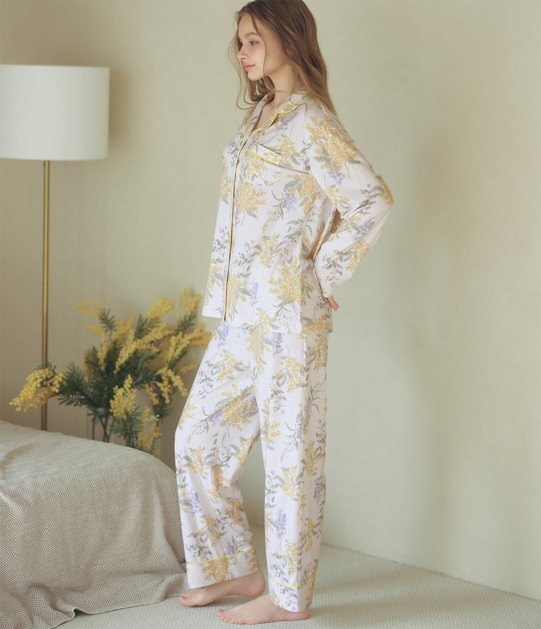 Peach John, Japanese Mimosa Floral Pajamas 