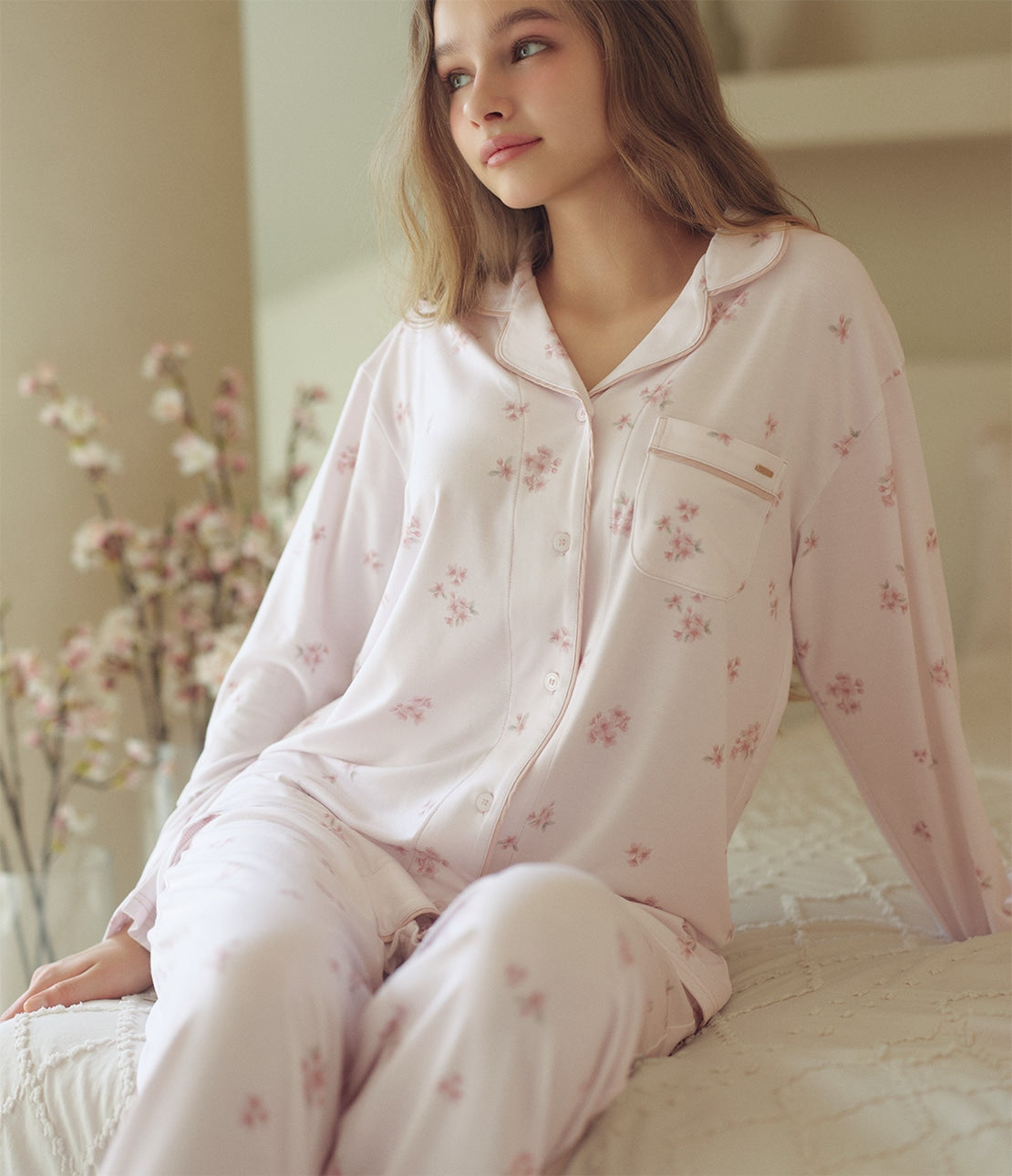 Peach John, Japanese Sakura Floral Pajamas 