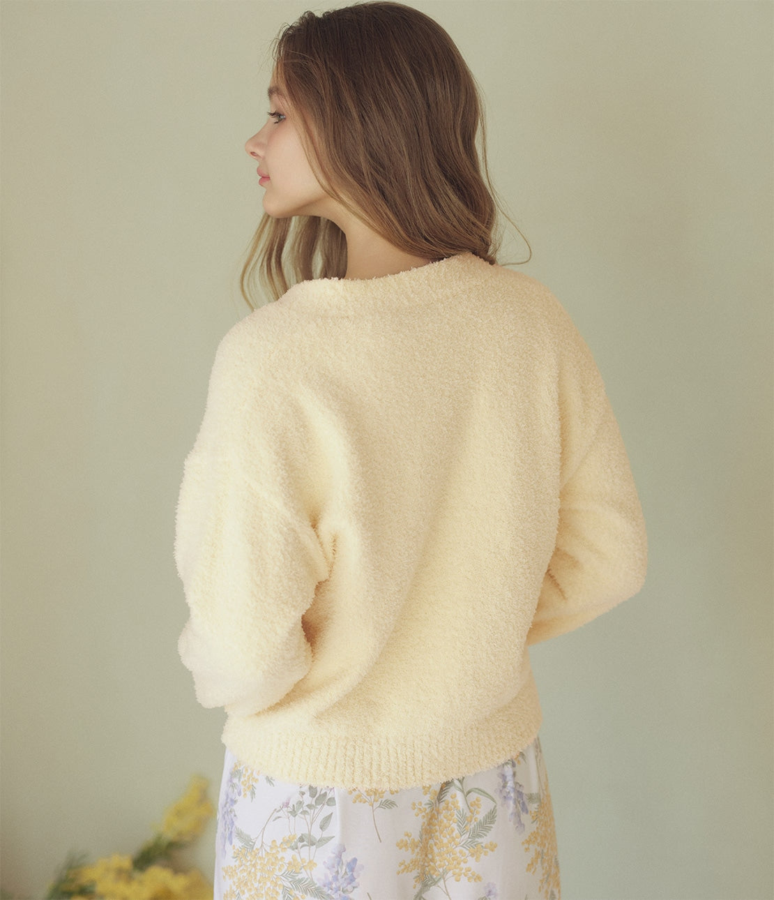 Peach John, Japanese Mimosa Floral Cardigan