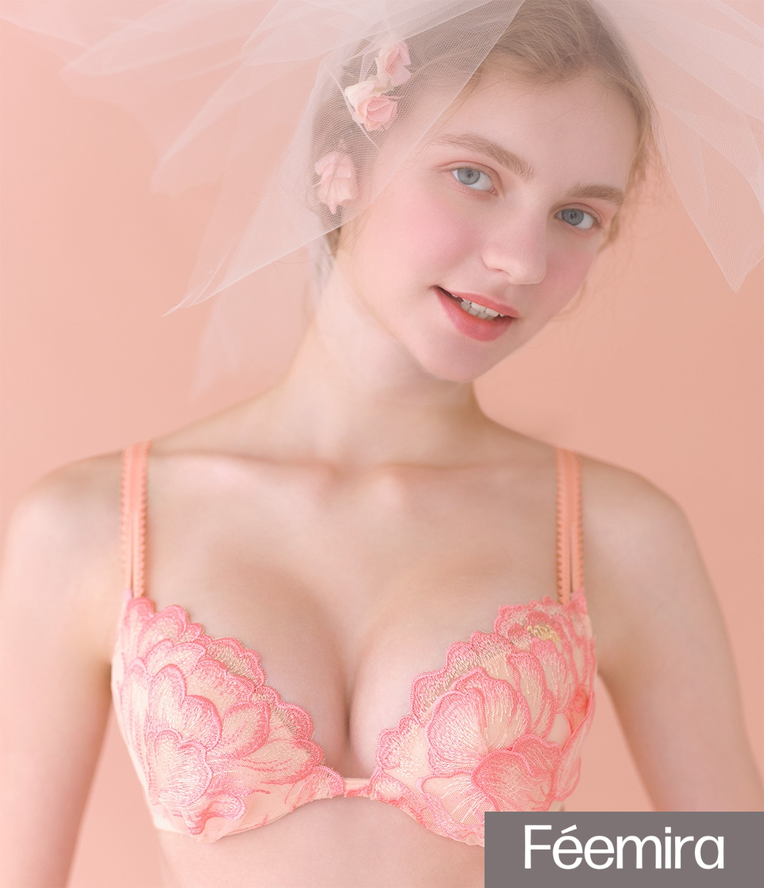 Peach John, Japanese Peony Floral Bra